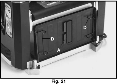 ALMACENAMIENTO DE LA HERRAMIENTA DE TRANSFERENCIA DE CUCHILLAS Fig. 21