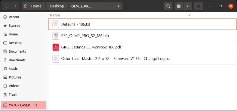 Linux Habilitar el modo de firmware en tu Ortur Paso 2