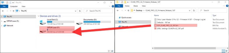 Windows Activar el Modo de Firmware en tu Ortur Paso 3