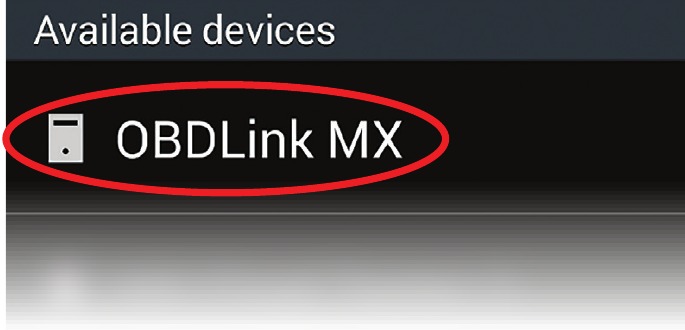 Pulsa 'OBDLink MX' para emparejar el dispositivo