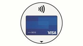 Pantalla del reloj que muestra el icono de Garmin Pay y la indicaci&oacute;n 'Acerca el lector de pago'