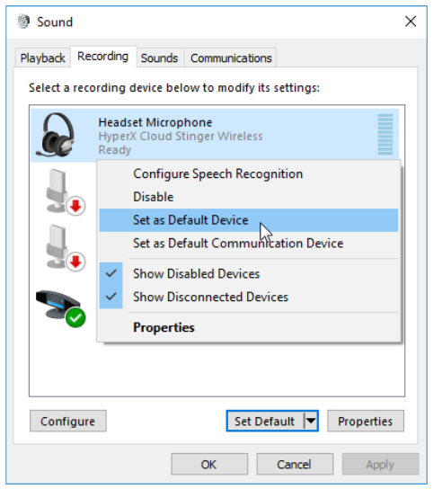 Los auriculares est&aacute;n configurados correctamente en el PC Paso 3