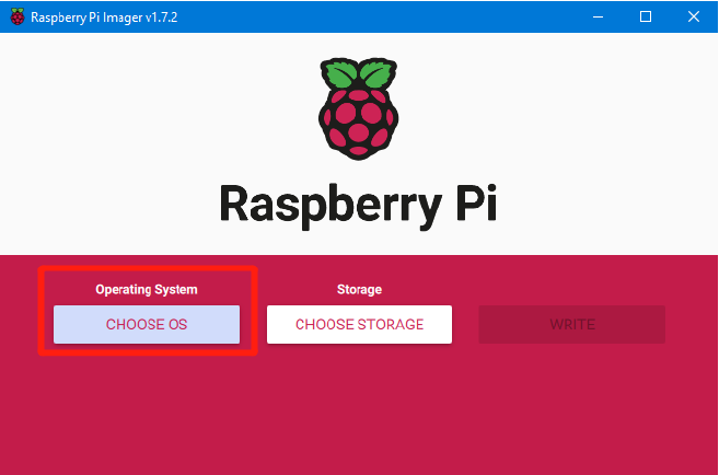 Escribir sistema operativo (OS) usando Raspberry Pi Imager - Paso 1