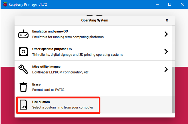 Escribir sistema operativo (OS) usando Raspberry Pi Imager - Paso 2