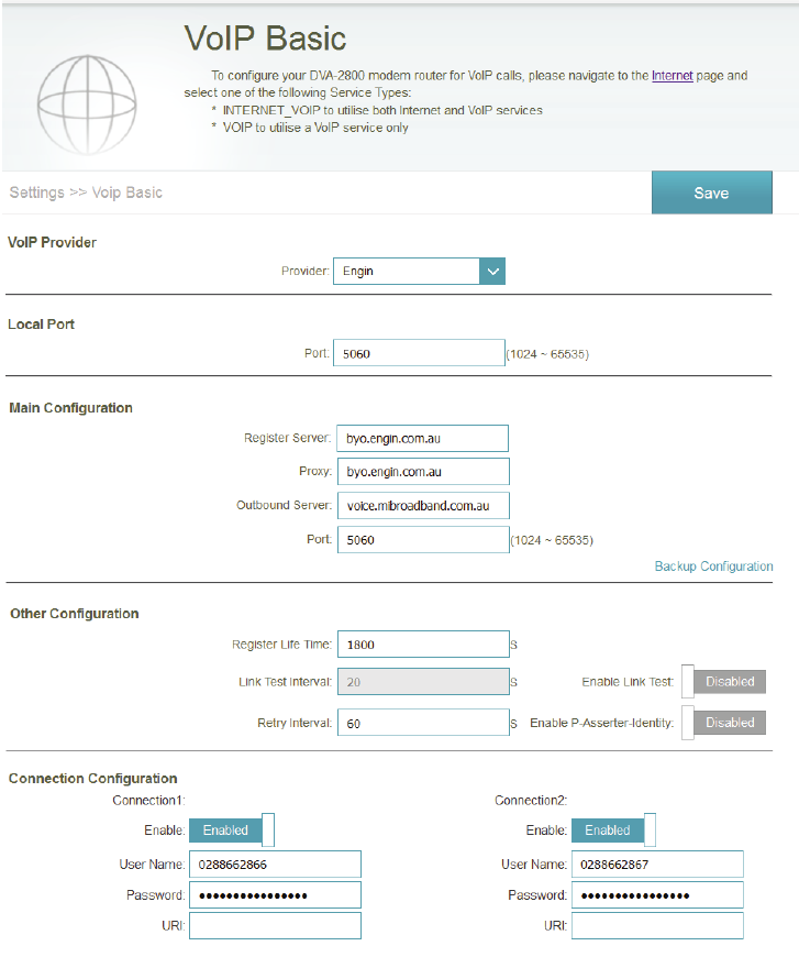 Configuraci&oacute;n de VoIP - Paso 1 - Configuraci&oacute;n de VoIP
