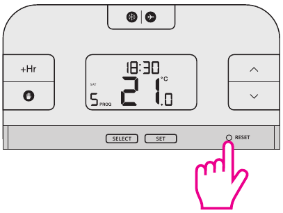 Restablecimiento del termostato RT510+