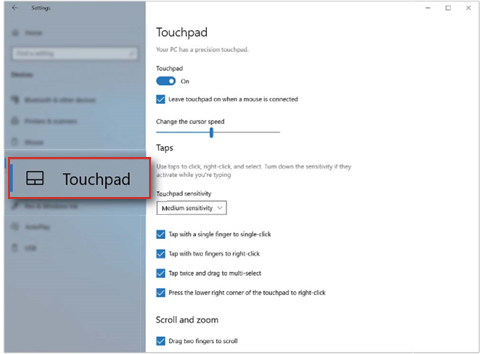 Modificar la configuraci&oacute;n del panel t&aacute;ctil.
