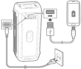 Carga de dispositivos USB externos - PartyBox 200