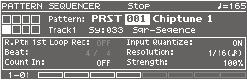 Pantalla PATTERN SEQUENCER