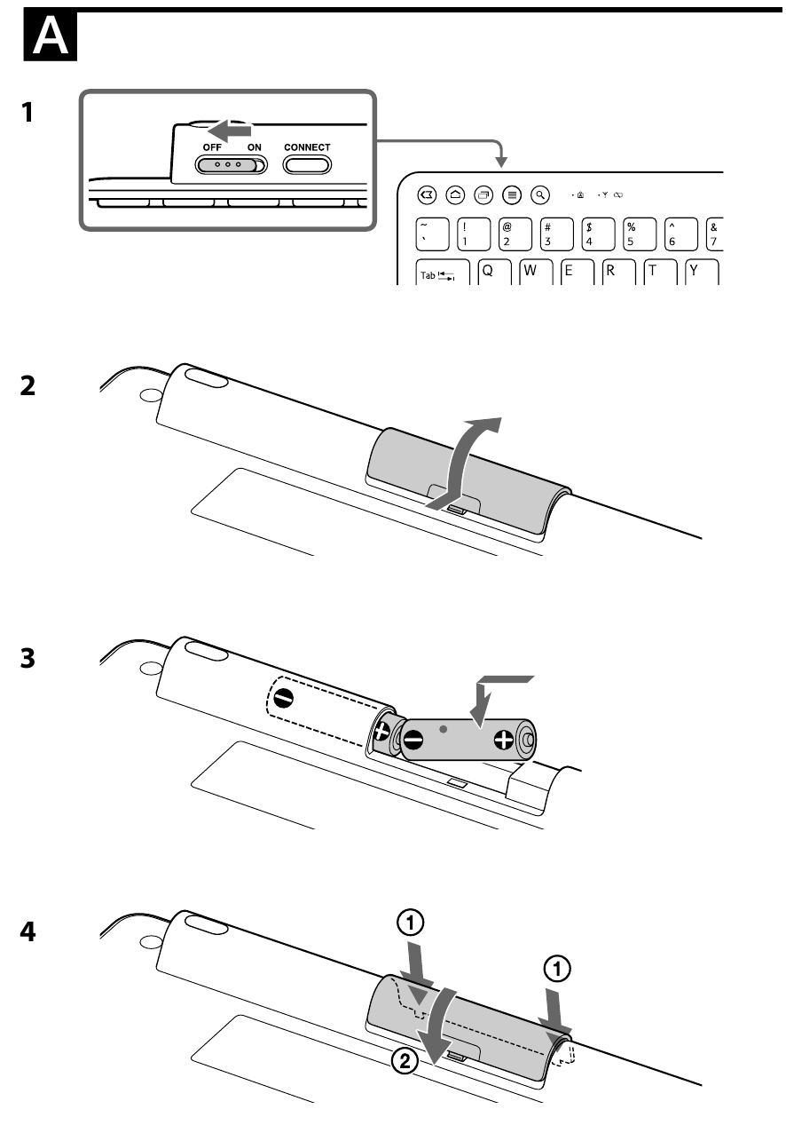 Insertar las pilas en el teclado