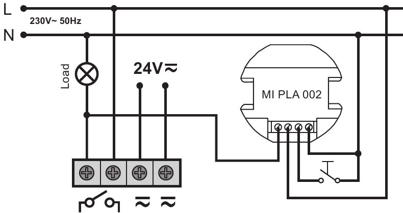 Cableado paralelo del detector de movimiento e interruptor de tiempo