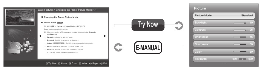 C&oacute;mo alternar entre el manual electr&oacute;nico y el men&uacute; correspondiente