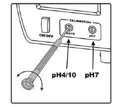 Ajuste del trimmer de calibraci&oacute;n de pH4/10