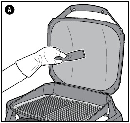 Use un raspador de pl&aacute;stico para eliminar la grasa carbonizada del interior de la tapa
