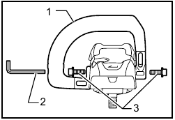 Asa de bucle, llave hexagonal y perno