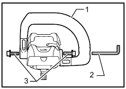 Asa de bucle, llave hexagonal y perno