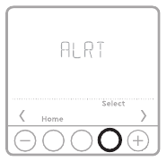 Imagen de la interfaz del termostato mostrando las opciones de posponer o borrar una alerta