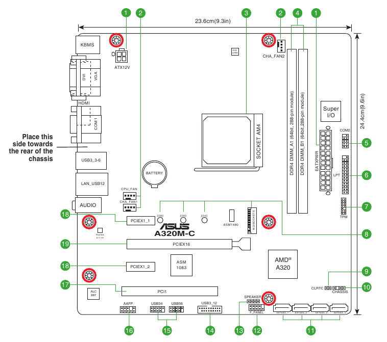 Descripci&oacute;n general de la placa base