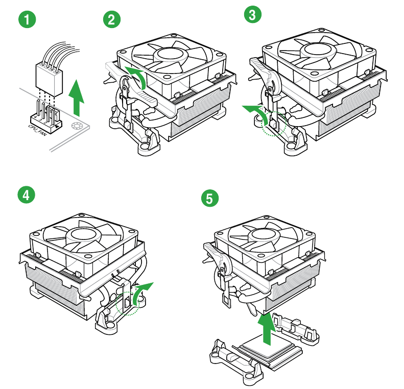 Para desinstalar el disipador t&eacute;rmico y el ventilador de la APU