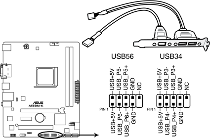 Conectores A55BM-K USB2.0