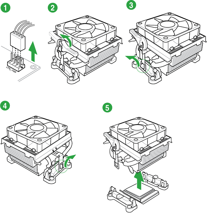 Para desinstalar el disipador t&eacute;rmico y el ventilador de la APU