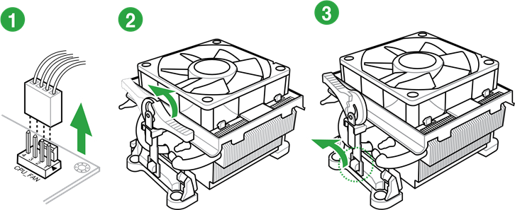 Para desinstalar el disipador t&eacute;rmico y el ventilador de la APU - Paso 1