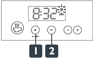 Ajuste de la hora de la alarma - Paso 1