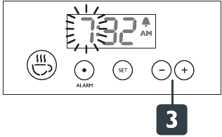 Ajuste de la hora de la alarma - Paso 2