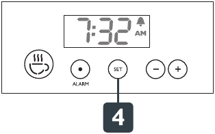 Ajuste de la hora de la alarma - Paso 3
