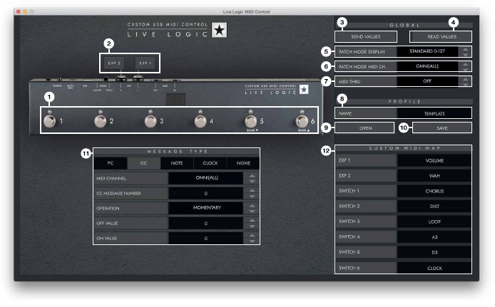 Software de control MIDI Blackstar Live Logic