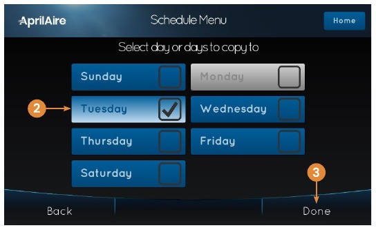 Para copiar la programaci&oacute;n de un d&iacute;a a otros d&iacute;as: paso 1