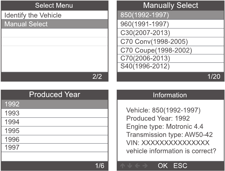 Selecci&oacute;n manual para Volvo - Probando el sistema