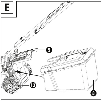 Colocaci&oacute;n/extracci&oacute;n de la cesta recogedora de c&eacute;sped