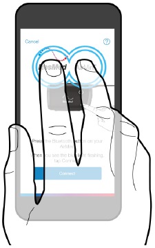 Imagen de la pantalla de Bluetooth que muestra d&oacute;nde tocar para acceder al modo cl&iacute;nico