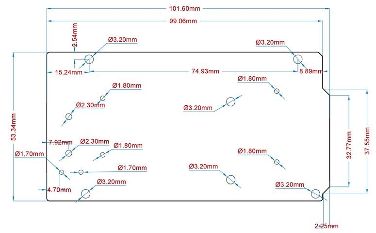 Dimensiones de la placa