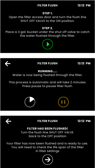 Puesta en marcha - Instrucciones de descarga del filtro
