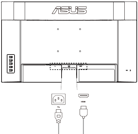 Conectar los cables - Paso 1 - Parte trasera del monitor LCD