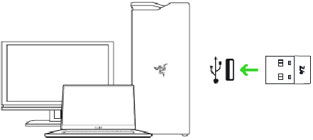 Uso del dongle USB inal&aacute;mbrico - Paso 1