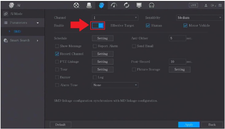 Configuraci&oacute;n de la detecci&oacute;n inteligente de movimiento