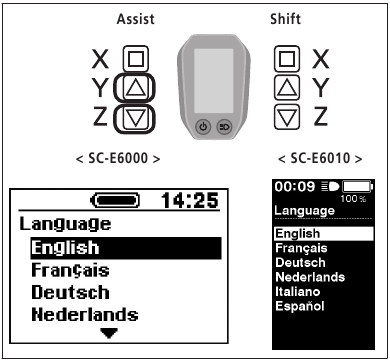Men&uacute; de ajustes - (Ajuste de idioma) - Paso 1