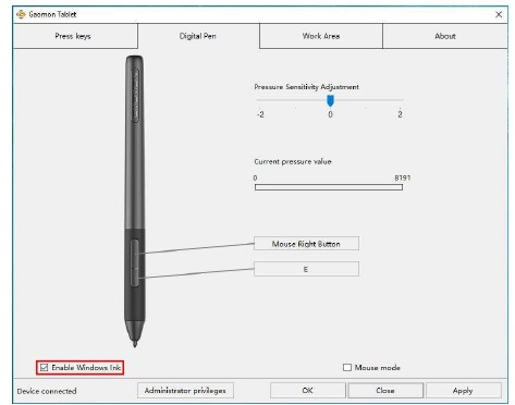 Habilitar la funci&oacute;n Windows Ink