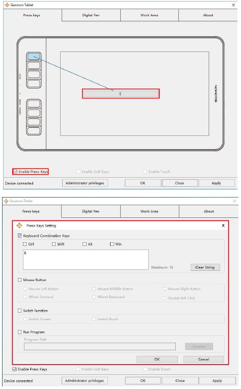 Configuraci&oacute;n de la funci&oacute;n de las teclas de presi&oacute;n