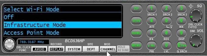 Configuraci&oacute;n de Wi-Fi del Uniden BCD536HP - Paso 1