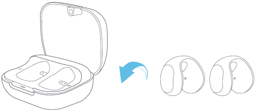 CARGA - Paso 1: coloca los auriculares en el estuche