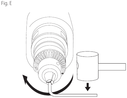 Instalaci&oacute;n del portabrocas con llave