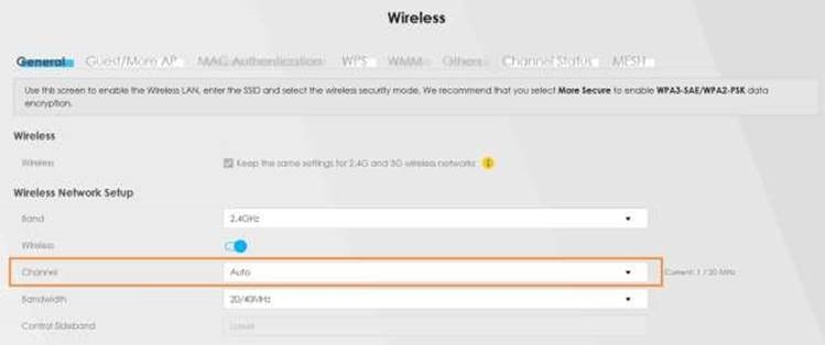 Cambiar el canal WiFi