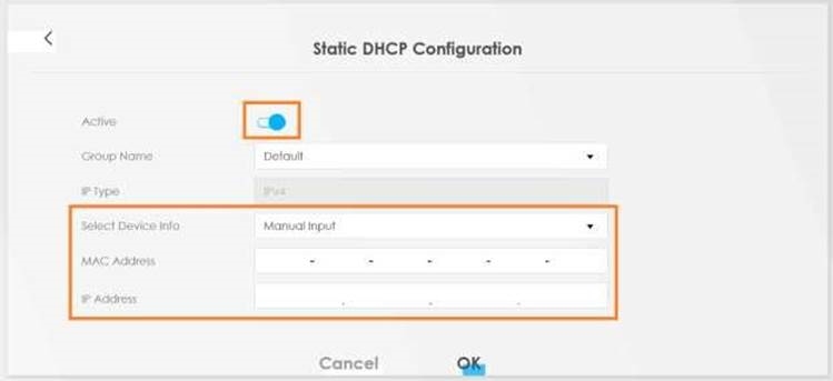 Configuraci&oacute;n de IP est&aacute;tica para el cliente: enlace DHCP
