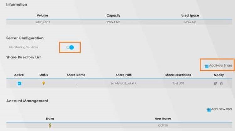 Configuraci&oacute;n del almacenamiento USB - Paso 1