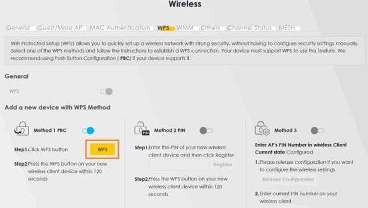 Conectar un dispositivo con WPS - Paso 2