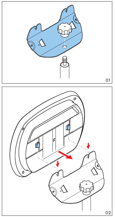 Montaje en un soporte de suelo de tr&iacute;pode